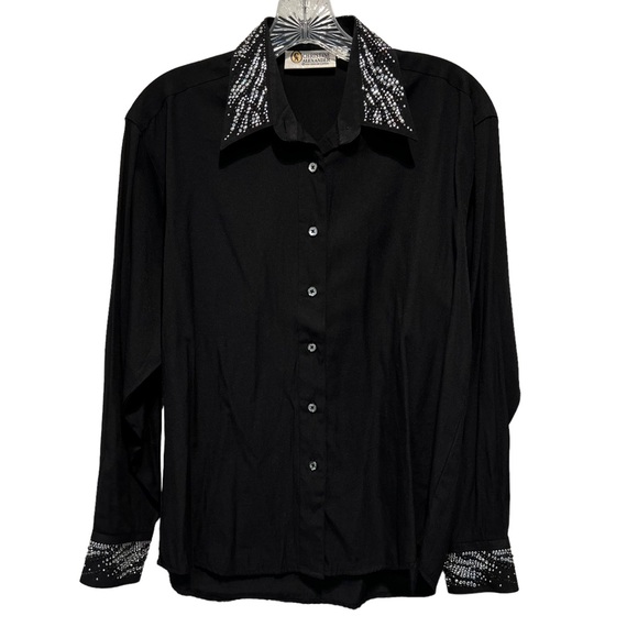 Christine Alexander Tops - Christine Alexander Rhinestones Collared Button Down Blouse